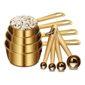 Gold measuring cups and spoons